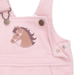 Veiled Pink Corduroy - Uni Old School Overall with Horse Applique by Angel Dear