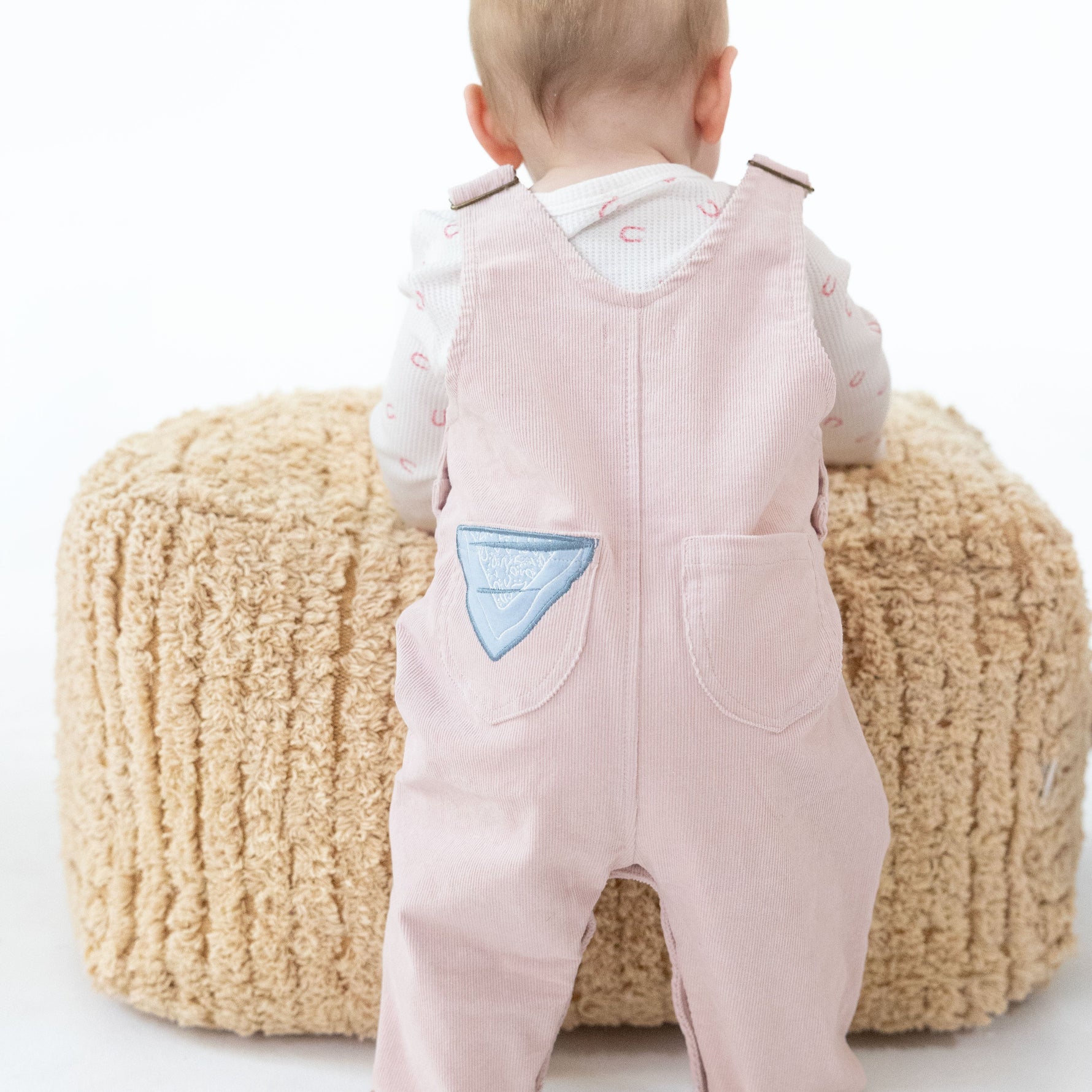 Veiled Pink Corduroy - Uni Old School Overall with Horse Applique by Angel Dear