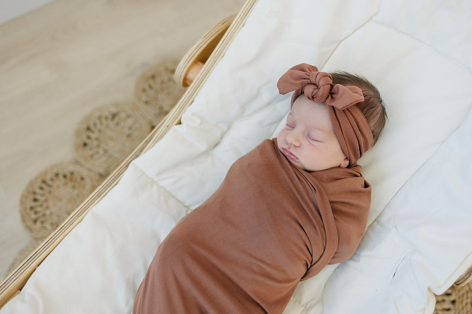Rust Bamboo Stretch Swaddle Mebie Baby Gender Neutral For Newborns
