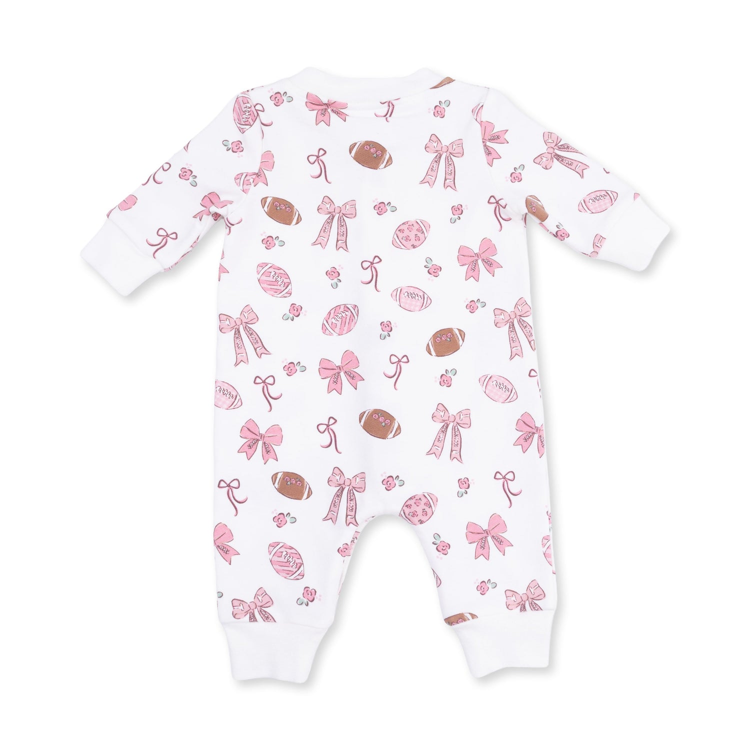 Footballs and Bows - Baseball Collar Button Up Romper
