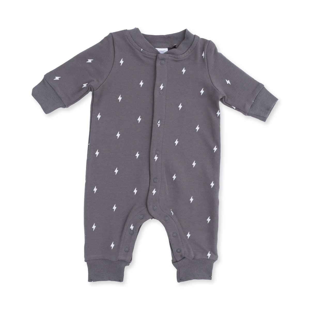 Lightning Bolt French Terry - Baseball Collar Button Up Romper by Angel Dear (view 2 of 4)
