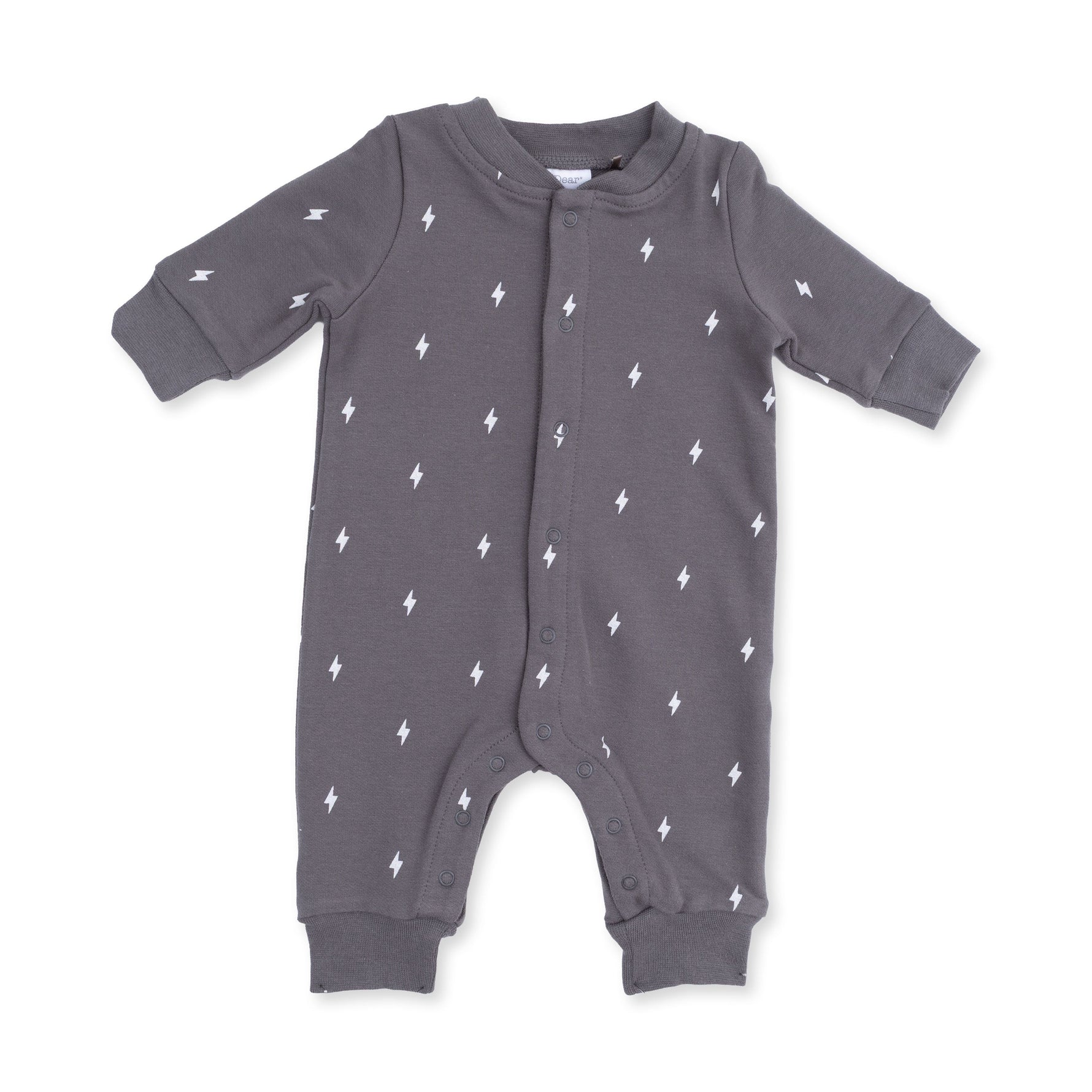 Lightning Bolt French Terry - Baseball Collar Button Up Romper by Angel Dear (view 2 of 4)