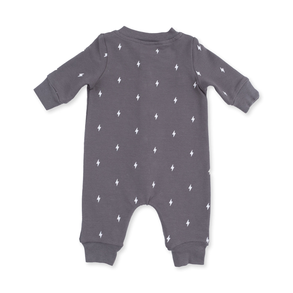 Lightning Bolt French Terry - Baseball Collar Button Up Romper by Angel Dear (view 3 of 4)