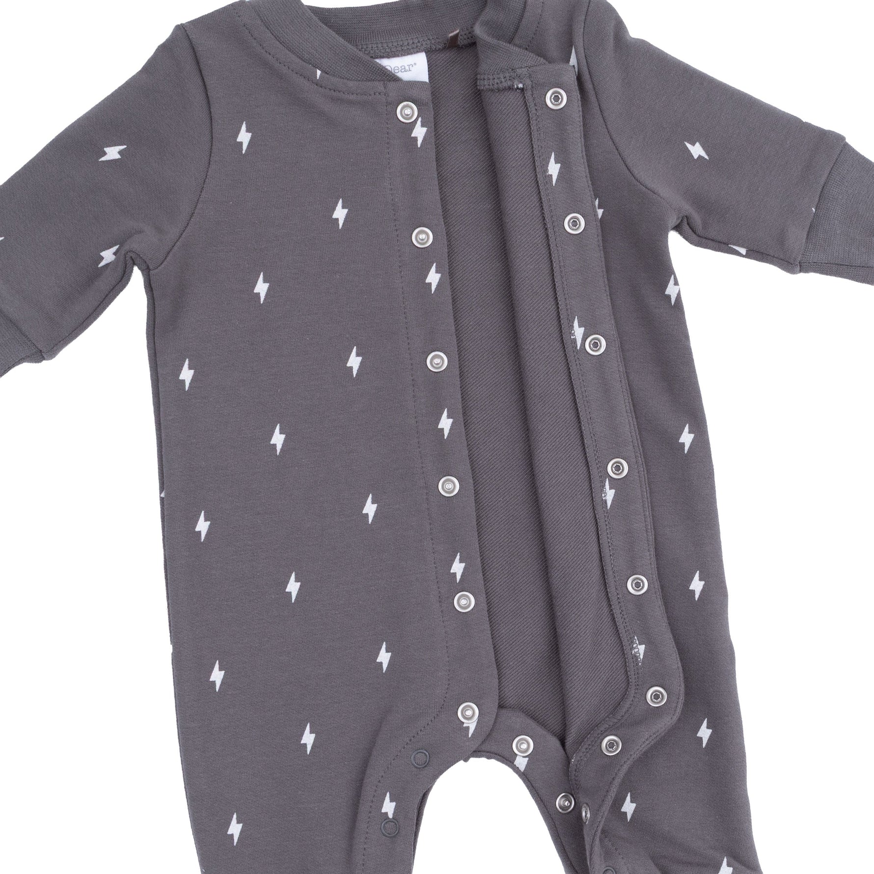 Lightning Bolt French Terry - Baseball Collar Button Up Romper by Angel Dear (view 4 of 4)