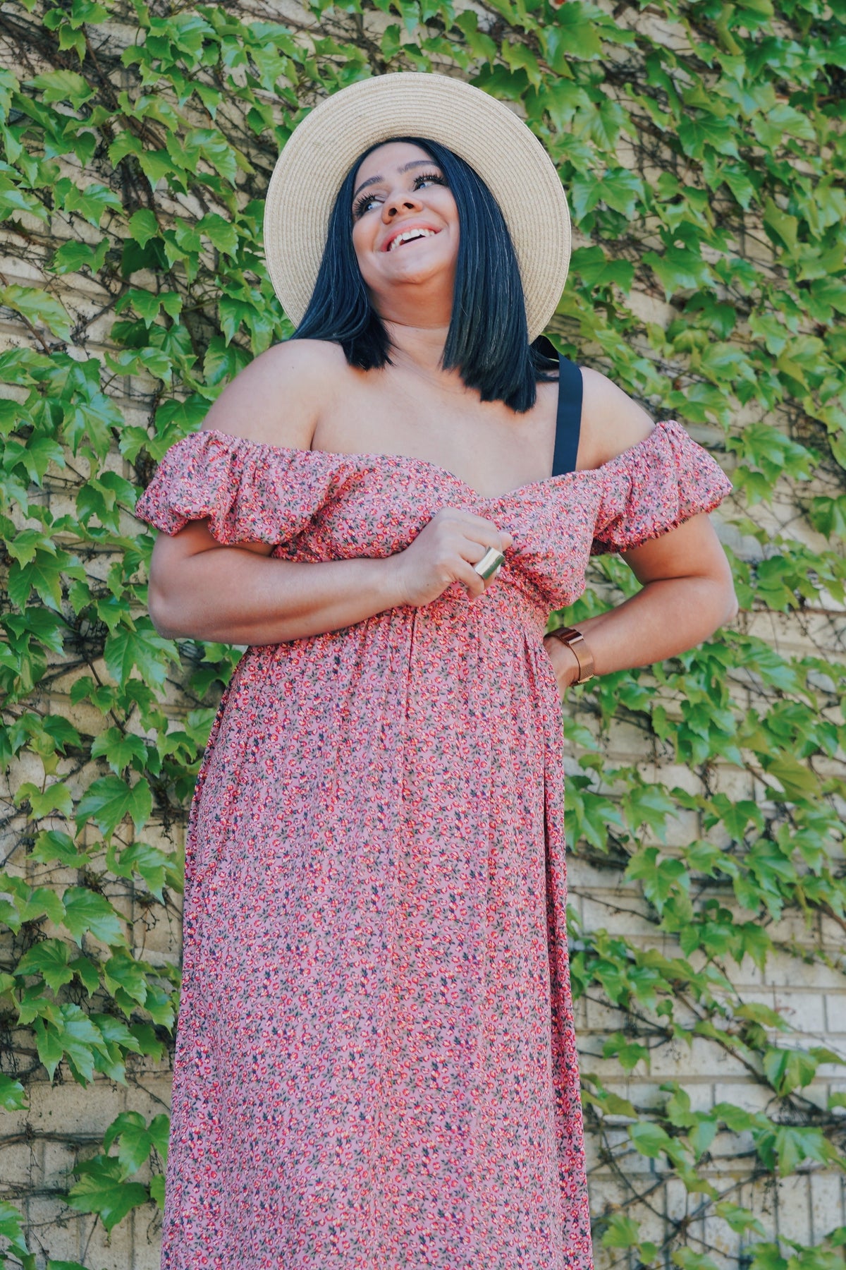 Pink Floral Puff Sleeve Maxi Dress by PinkBlush