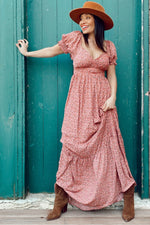 Pink Floral Puff Sleeve Maxi Dress by PinkBlush
