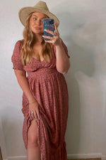 Pink Floral Puff Sleeve Maxi Dress by PinkBlush