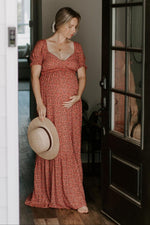 Pink Floral Puff Sleeve Maternity Maxi Dress by PinkBlush