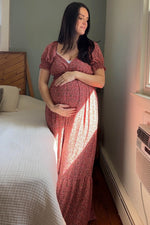 Pink Floral Puff Sleeve Maternity Maxi Dress by PinkBlush