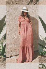 Pink Floral Puff Sleeve Maxi Dress by PinkBlush