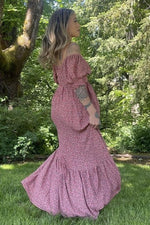 Pink Floral Puff Sleeve Maxi Dress by PinkBlush