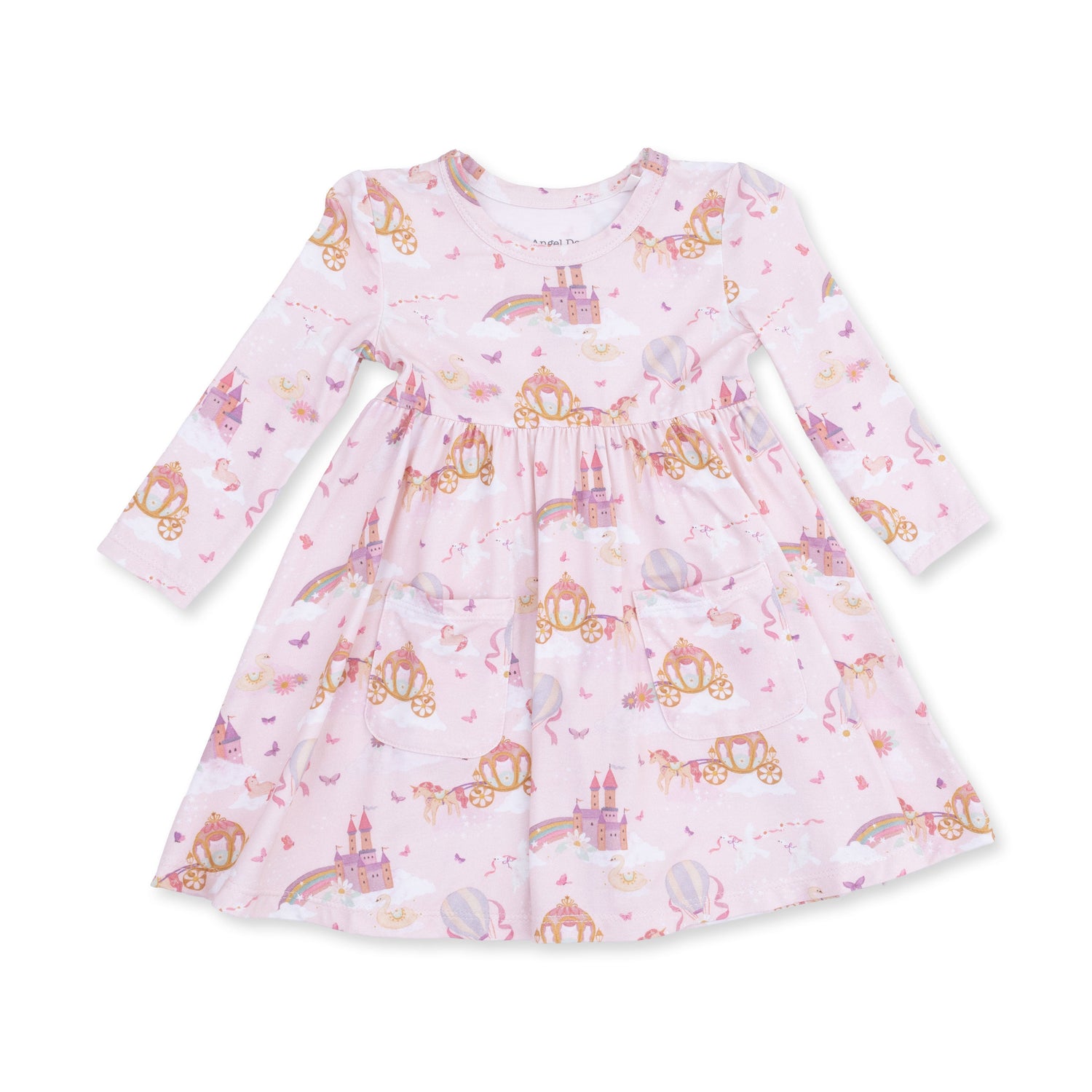 Princess Unicorns and Castle - Twirly Long Sleeve Dress with Bike Short by Angel Dear (view 2 of 3)