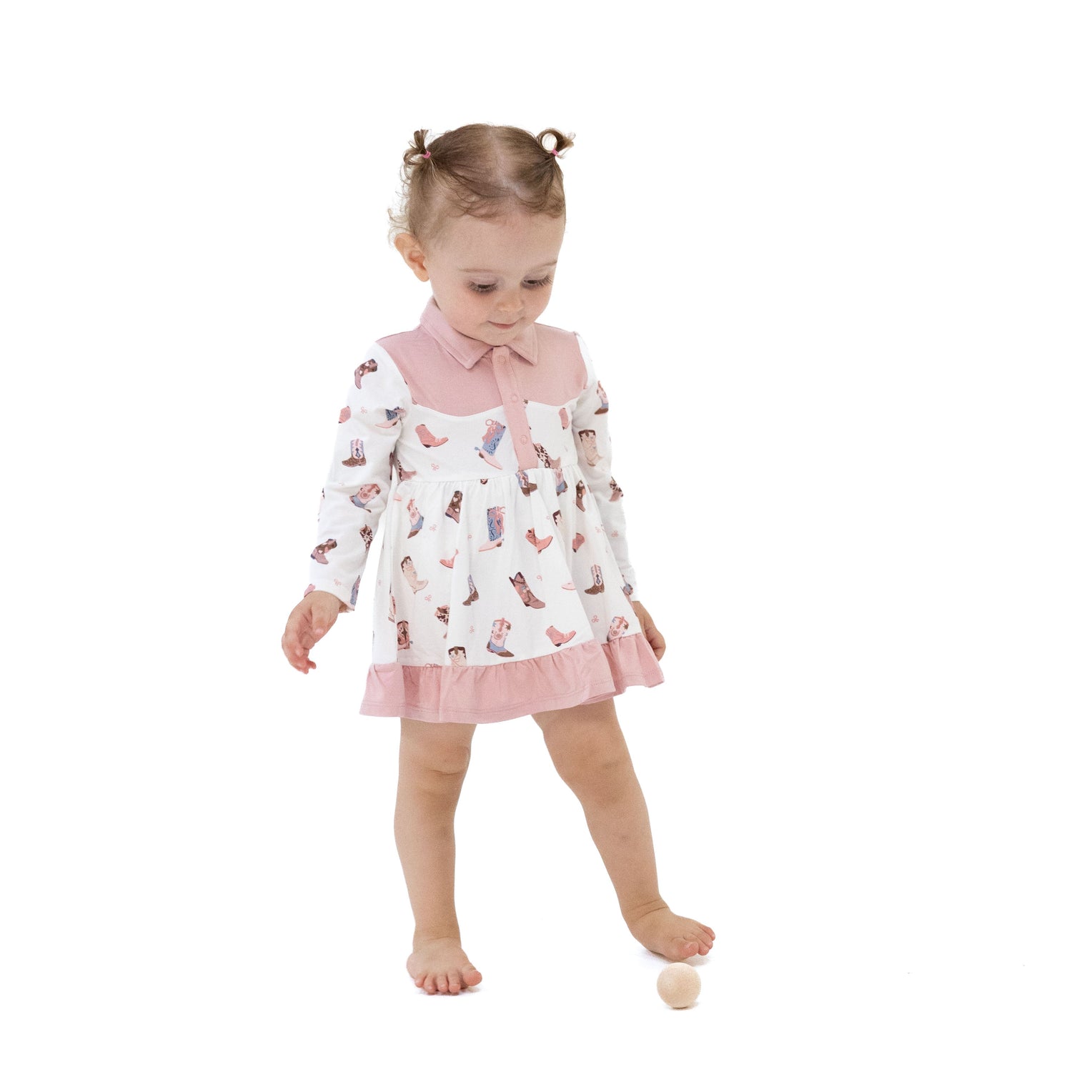 Long sleeve cowboy bodysuit dress with full twirly skirt
