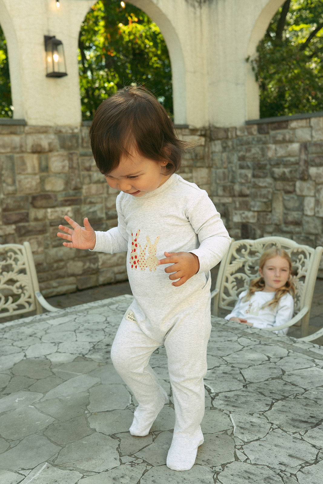 Bo Bunny Footie Long Sleeve Baby Onesie With Patch Graphic And Snap Closures Red by Crew Kids NY at Everetts Place