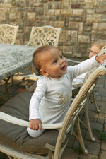 Blue Long Sleeve Baby Onesie With Front Patch Graphic And Snap Closures by Crew Kids NY at Everetts Place