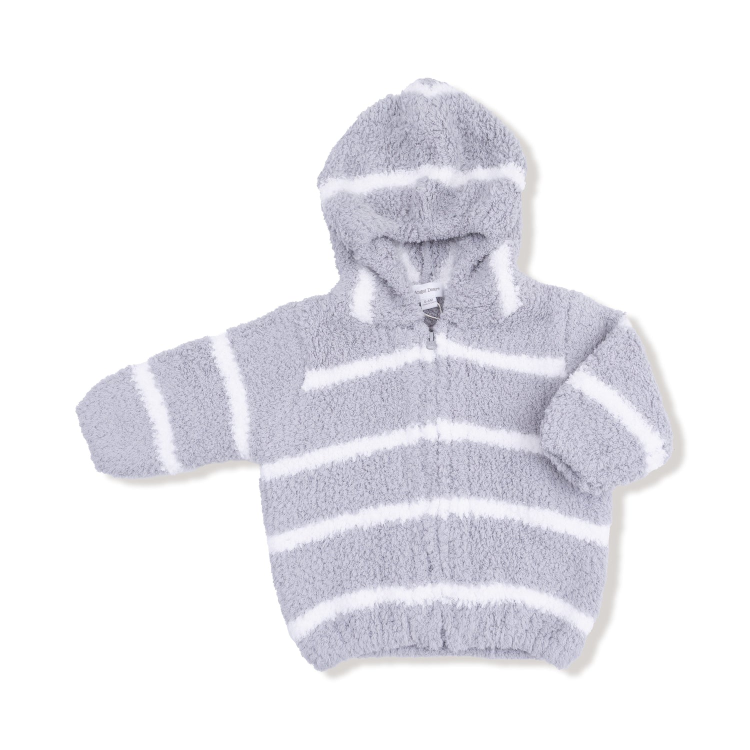 Chenille Hooded Jacket - Grey & Ivory Stripe