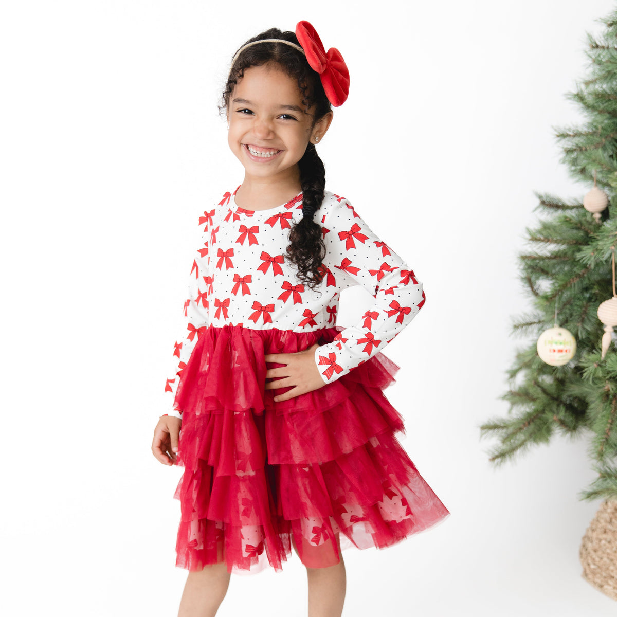 Festive Bows - Twirly Long Sleeve Tutu Dress and Cartwheel Short by Angel Dear