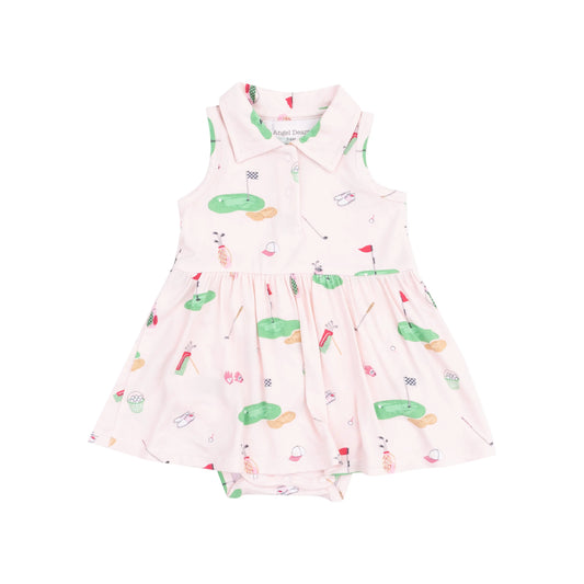 Polo Collar Bodysuit Dress Golf Things Pink.