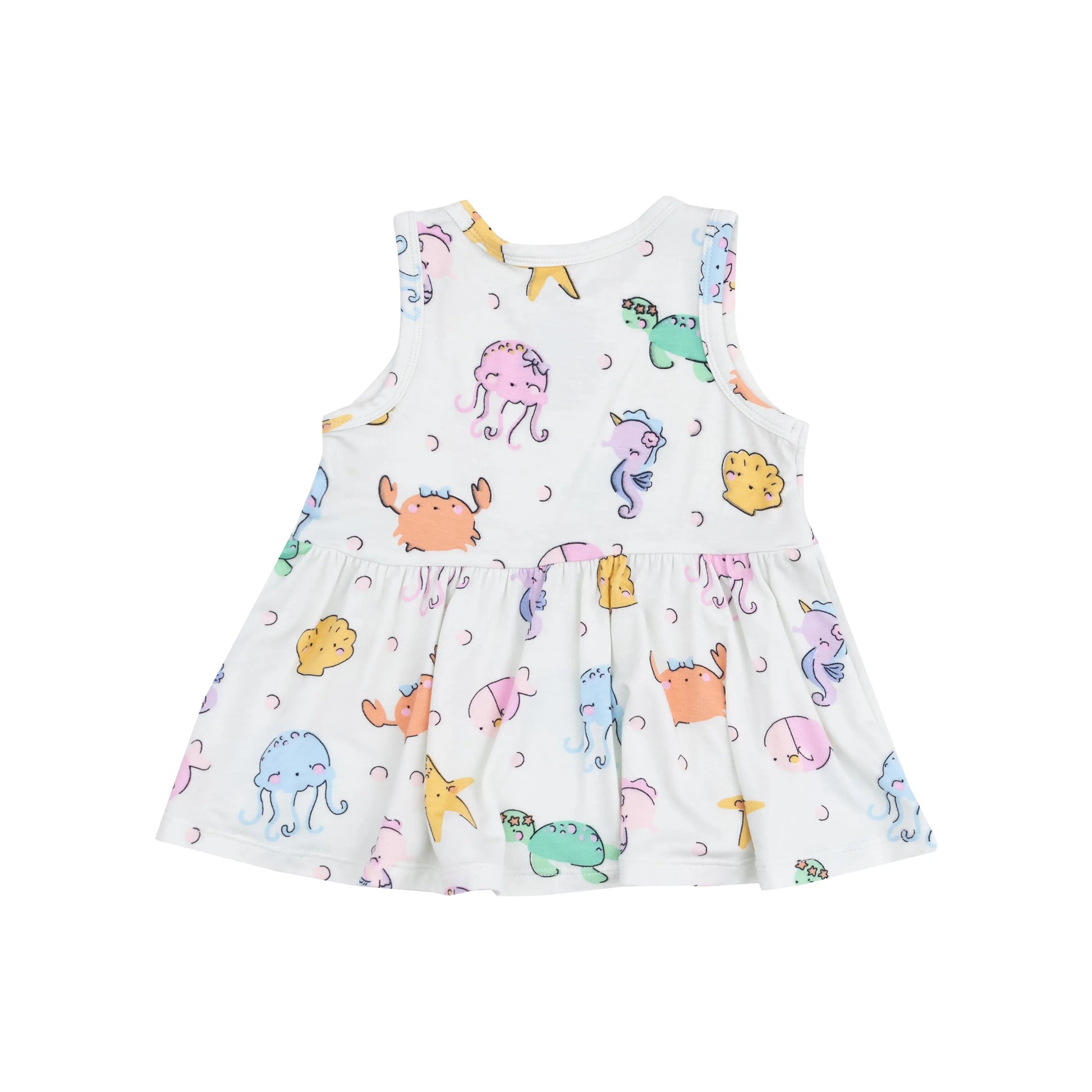 Peplum Tank Top And Bike Short Set With Cute Sea Creatures.