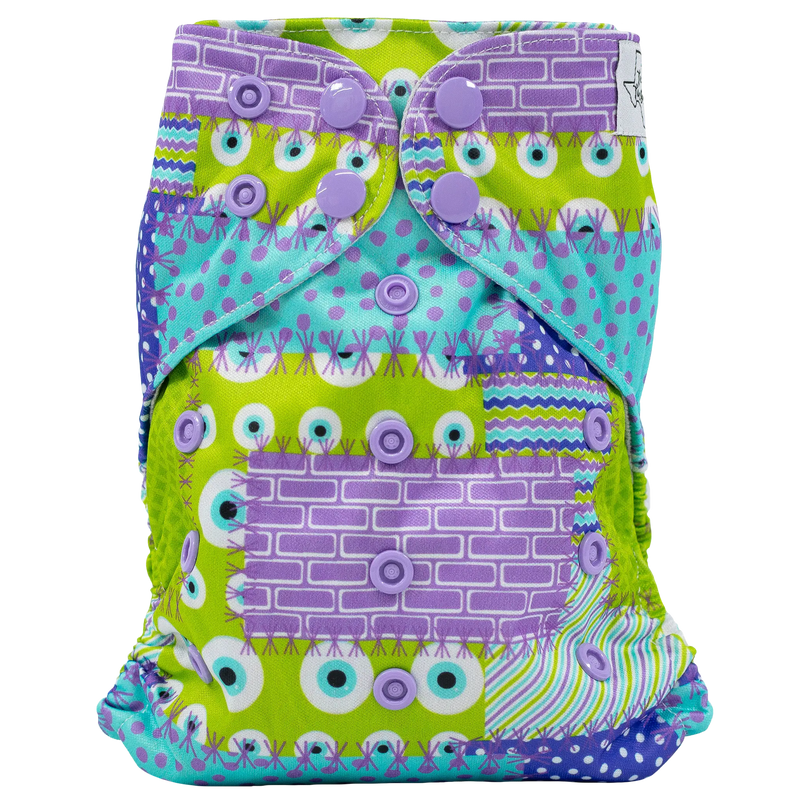 Slim Fit Pocket Cloth Diaper in colorful pattern with adjustable snaps.