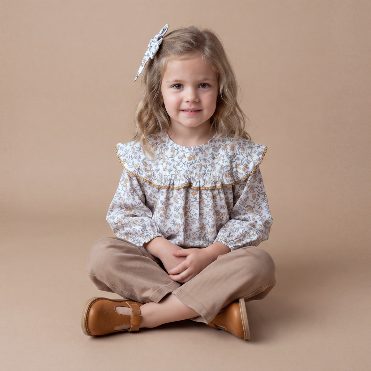 Organic Ruffle Cotton Blouse - Ivy by Makemake Organics