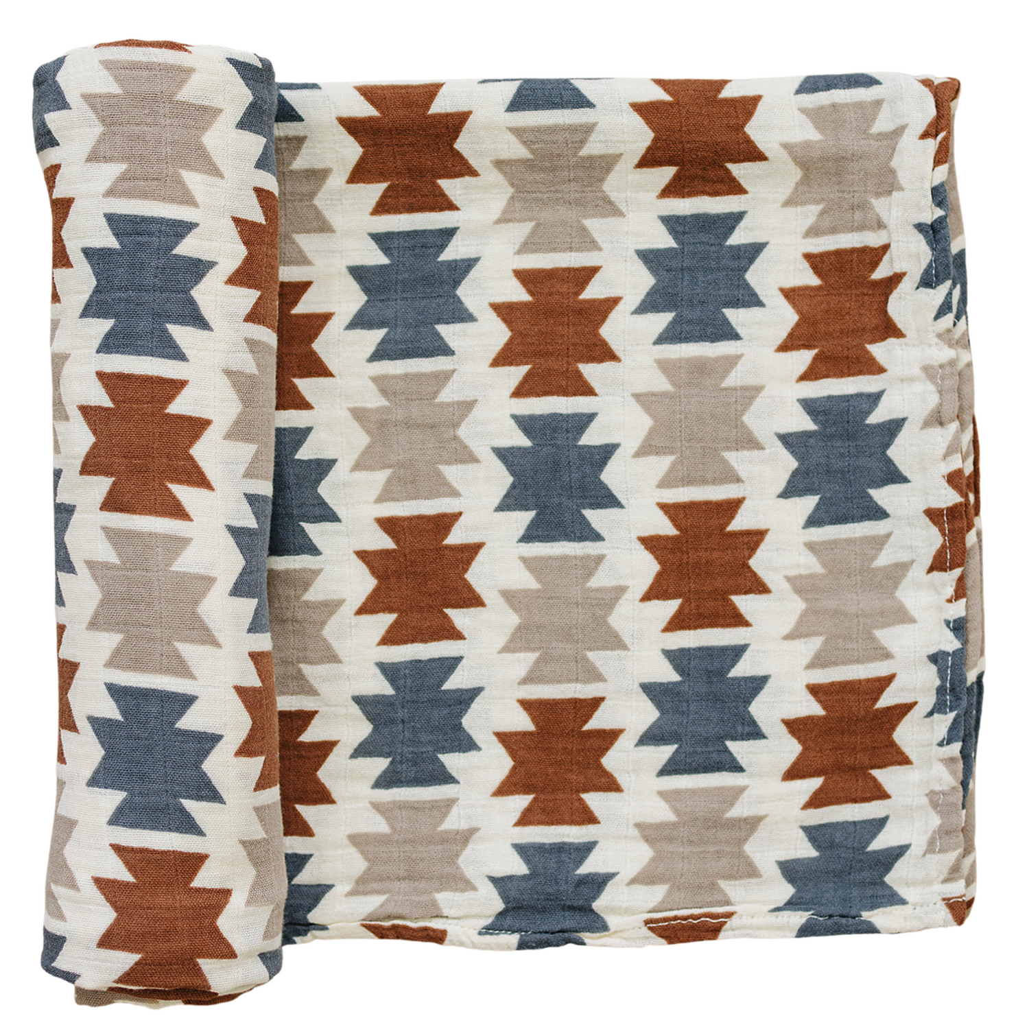 Mebie Baby Western Aztec Muslin Swaddle Blanket featuring a stylish geometric Western Aztec pattern.
