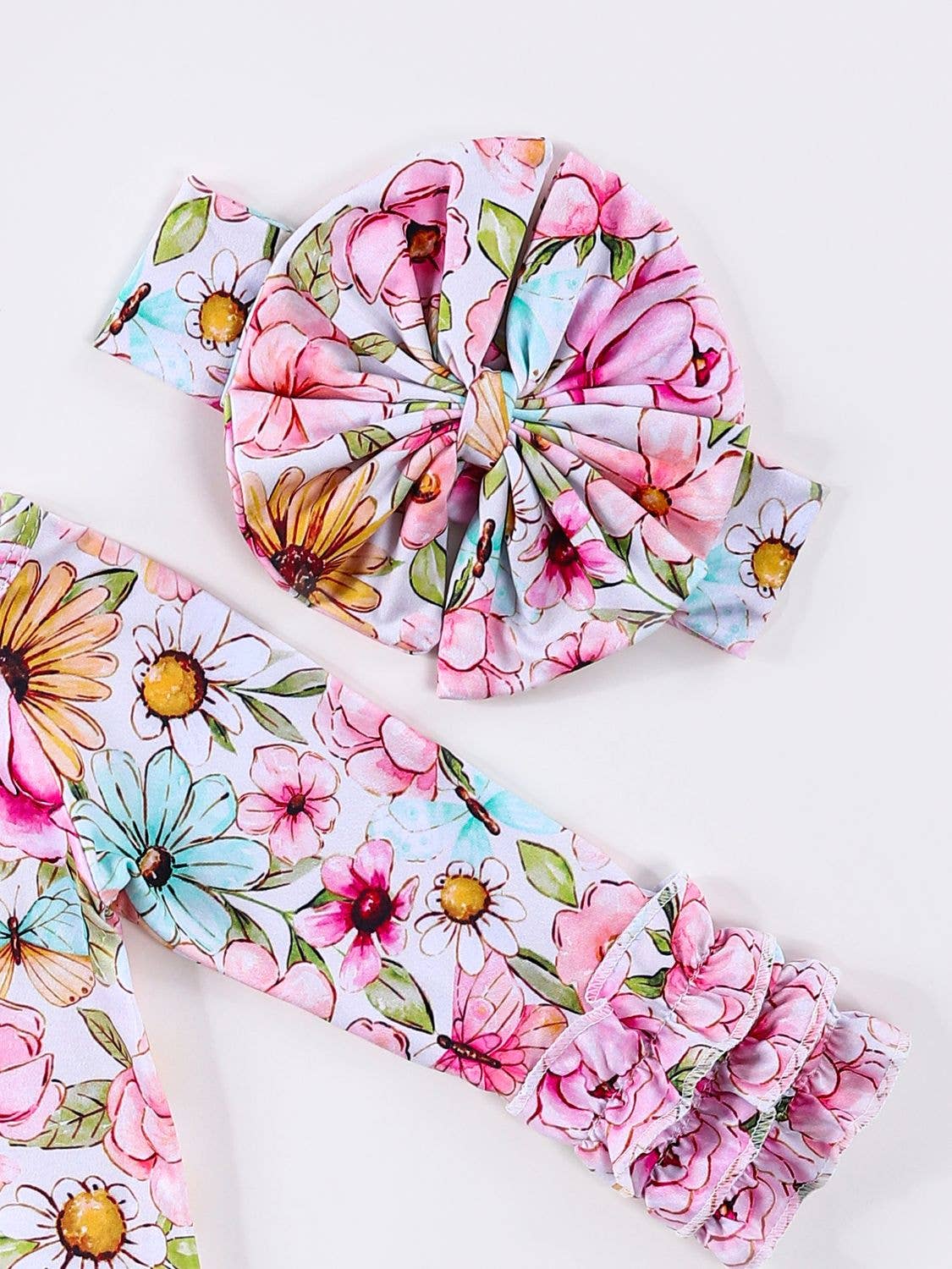 Clover Cottage butterfly floral baby gown with matching headband, 0-3 months.