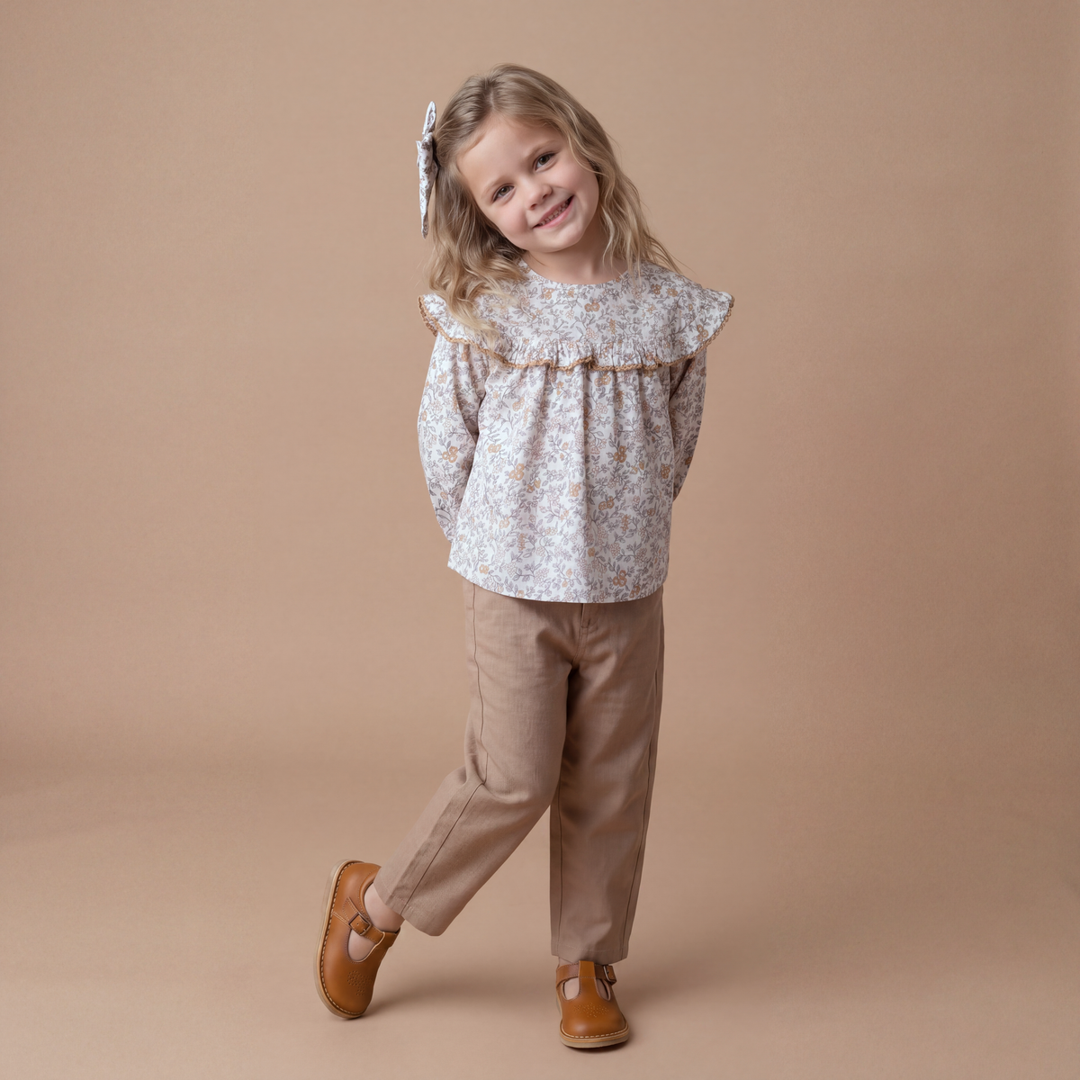Organic Ruffle Cotton Blouse - Ivy by Makemake Organics