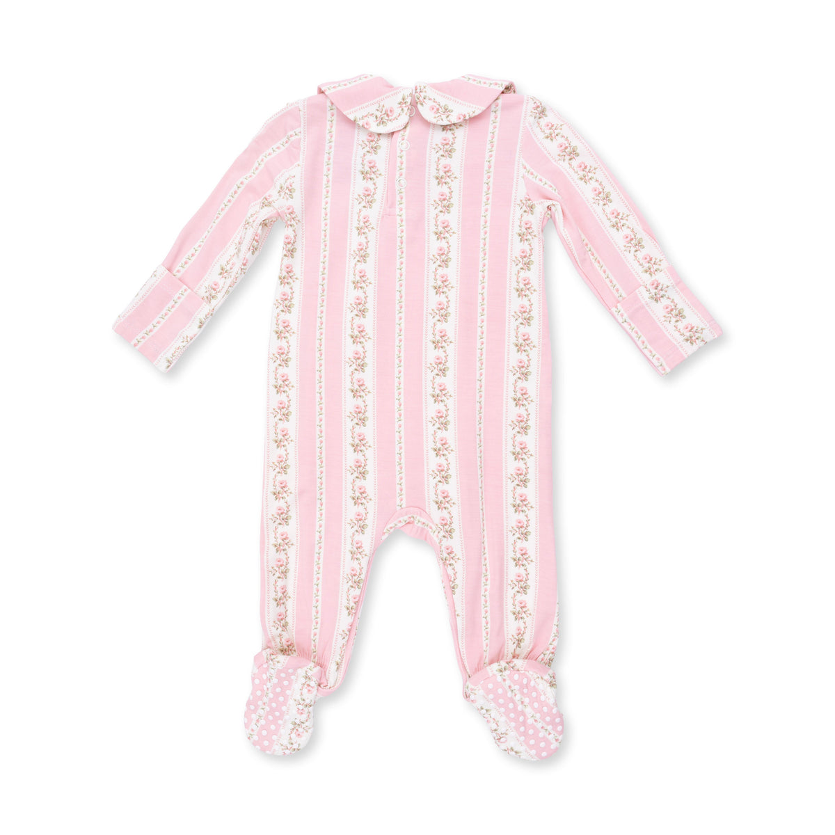 Smocked Peter Pan Snap Footie - Antoinette Stripe by Angel Dear (view 3 of 5)
