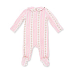 Smocked Peter Pan Snap Footie - Antoinette Stripe by Angel Dear (view 3 of 5)