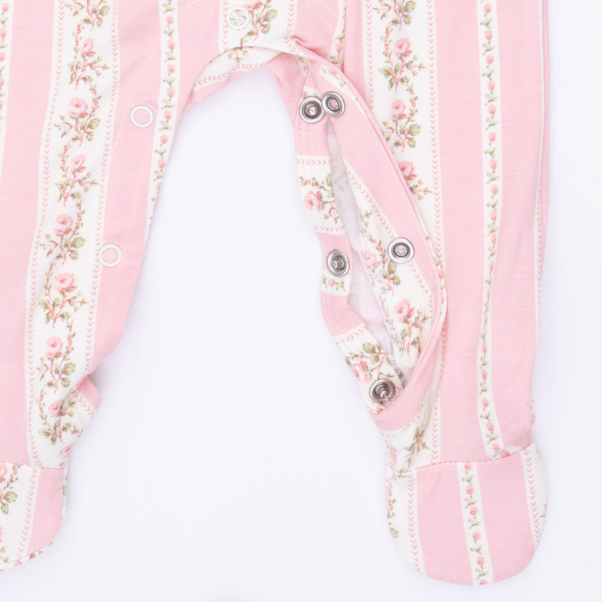 Smocked Peter Pan Snap Footie - Antoinette Stripe by Angel Dear (view 4 of 5)