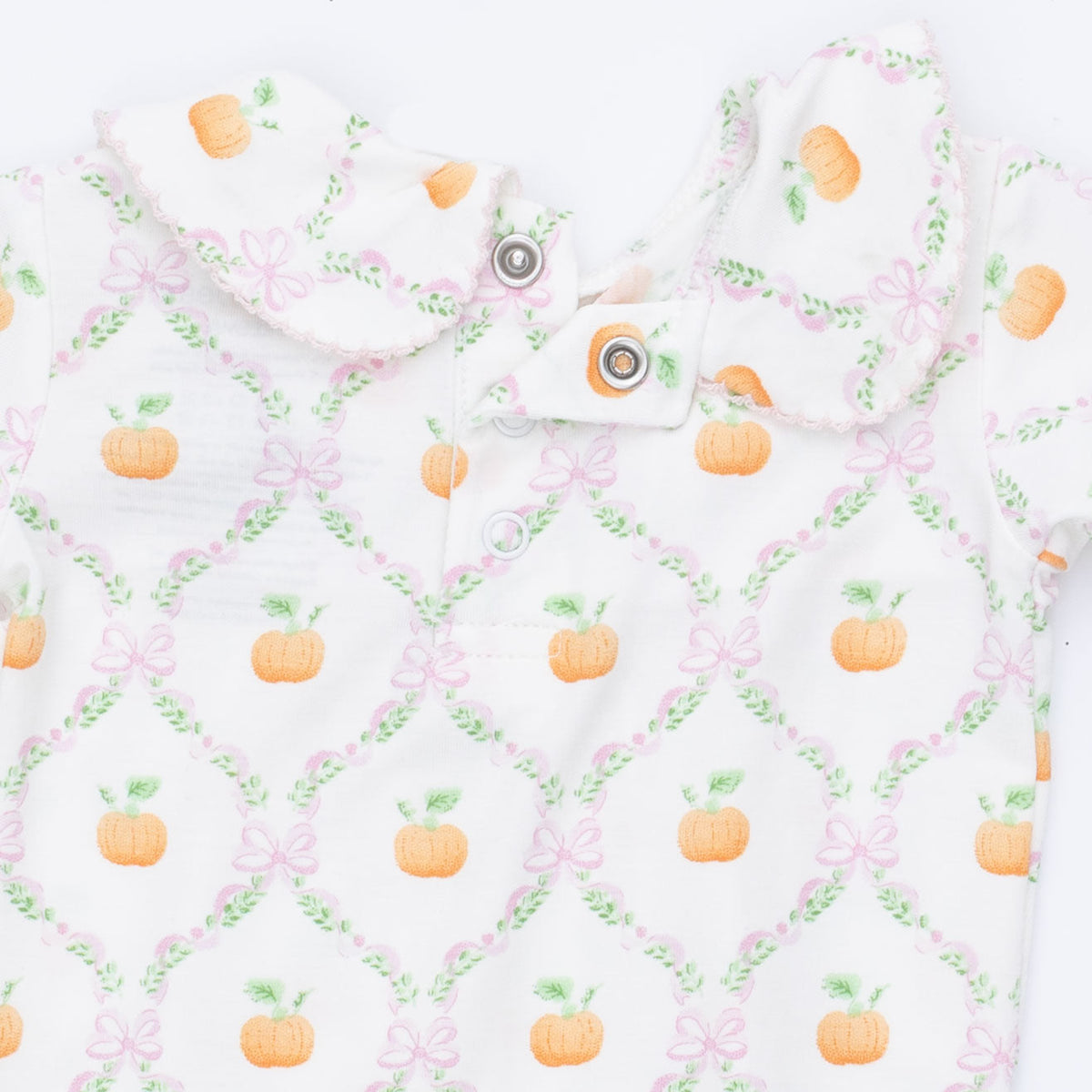 Pretty Pumpkin Trellis - Smocked Peter Pan Snap Footie by Angel Dear