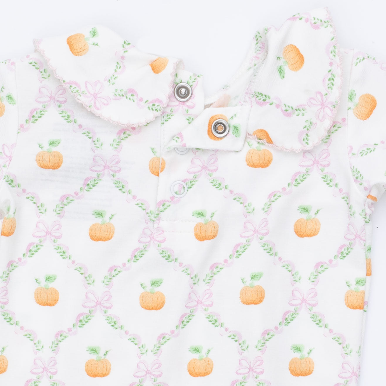 Pretty Pumpkin Trellis - Smocked Peter Pan Snap Footie by Angel Dear