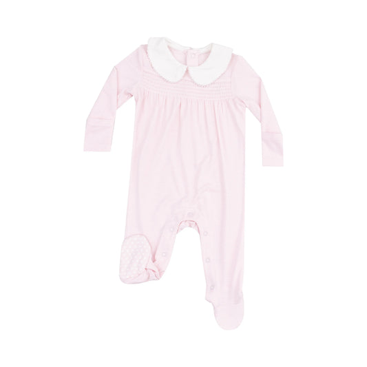 Smocked Peter Pan Footie Stripe Classic Pink for Babies Angel Dear