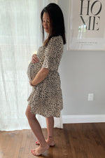 Animal Print Ruffle Sleeve Maternity Midi Dress by PinkBlush (view 9 of 10)