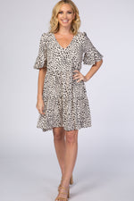 Animal Print Ruffle Sleeve Maternity Midi Dress by PinkBlush (view 10 of 10)