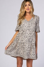 Animal Print Ruffle Sleeve Maternity Midi Dress by PinkBlush (view 1 of 10)