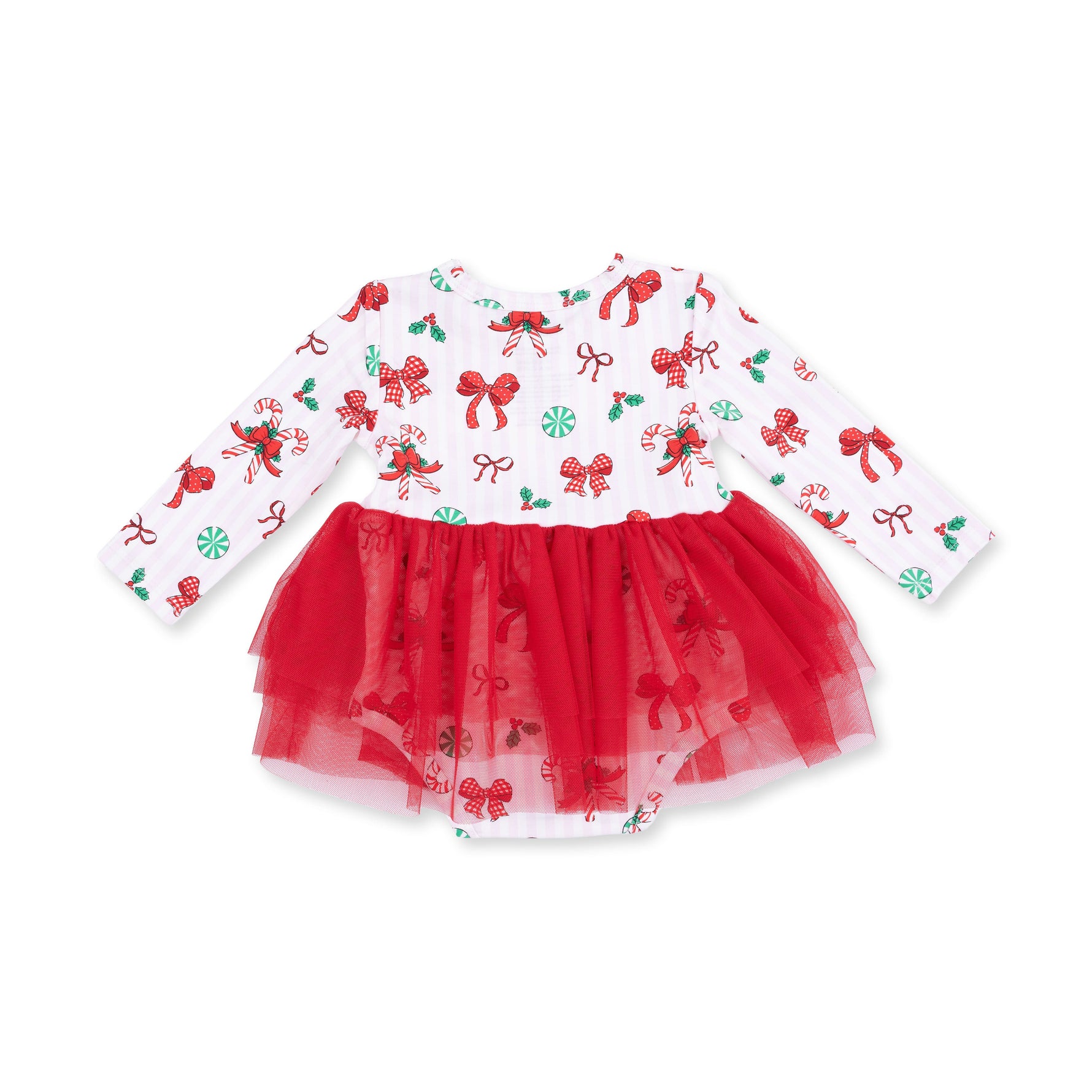 Bows & Candy Canes - Long Sleeve Tutu Bodysuit Dress by Angel Dear