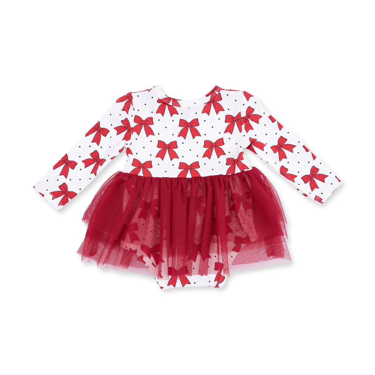 Festive Bows - Long Sleeve Tutu Bodysuit Dress by Angel Dear