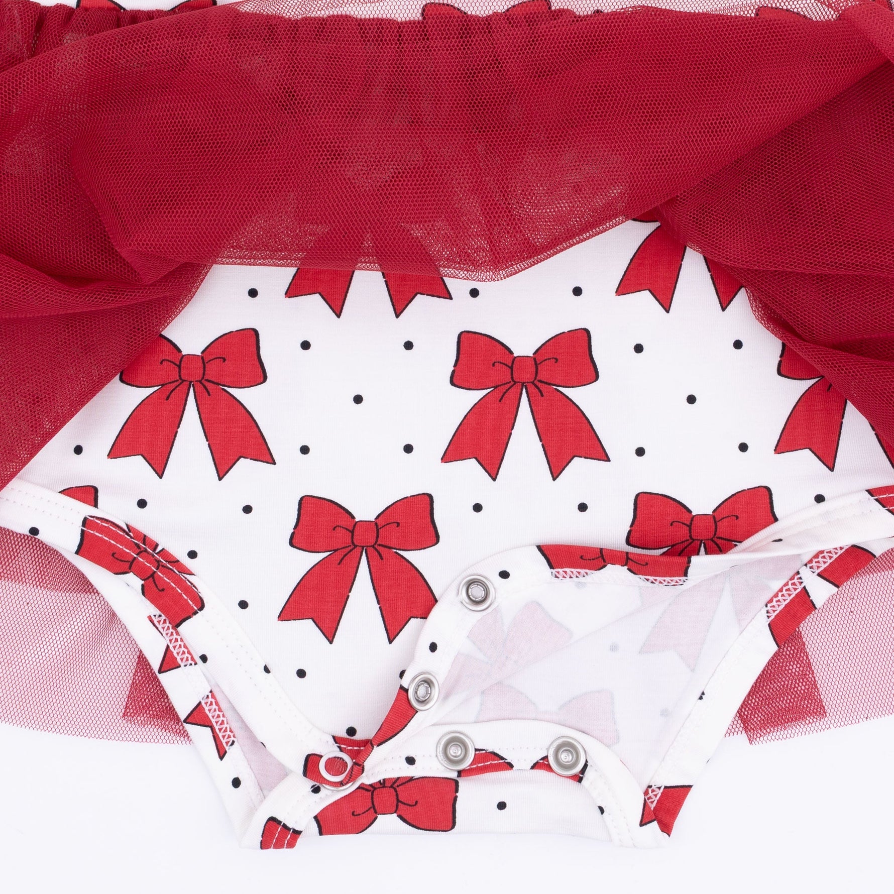 Festive Bows - Long Sleeve Tutu Bodysuit Dress by Angel Dear