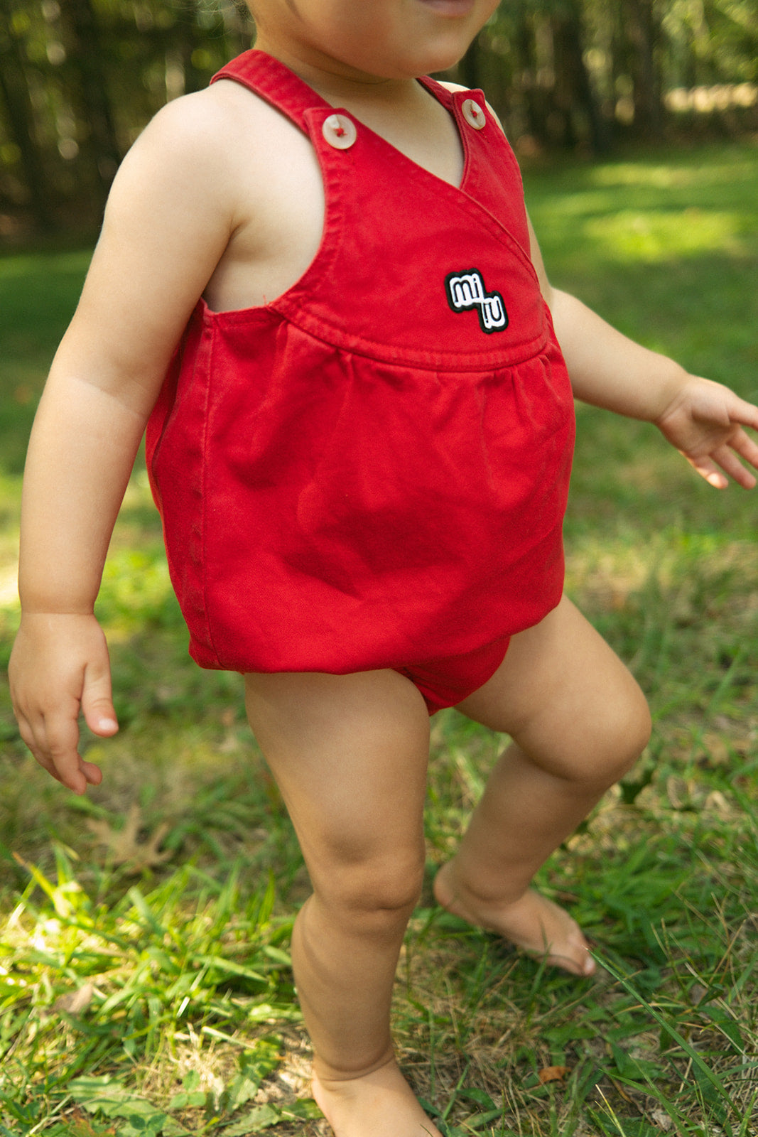 Raine Bubble Crossover Romper Red For Babies By Crew Kids NY