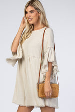 Raw Edge Bell Sleeve Babydoll Dress - Crochet Trim by PinkBlush (view 3 of 27)