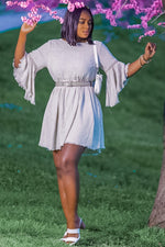Raw Edge Bell Sleeve Babydoll Dress - Crochet Trim by PinkBlush (view 11 of 27)