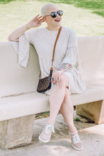 Raw Edge Bell Sleeve Babydoll Dress - Crochet Trim by PinkBlush (view 17 of 27)