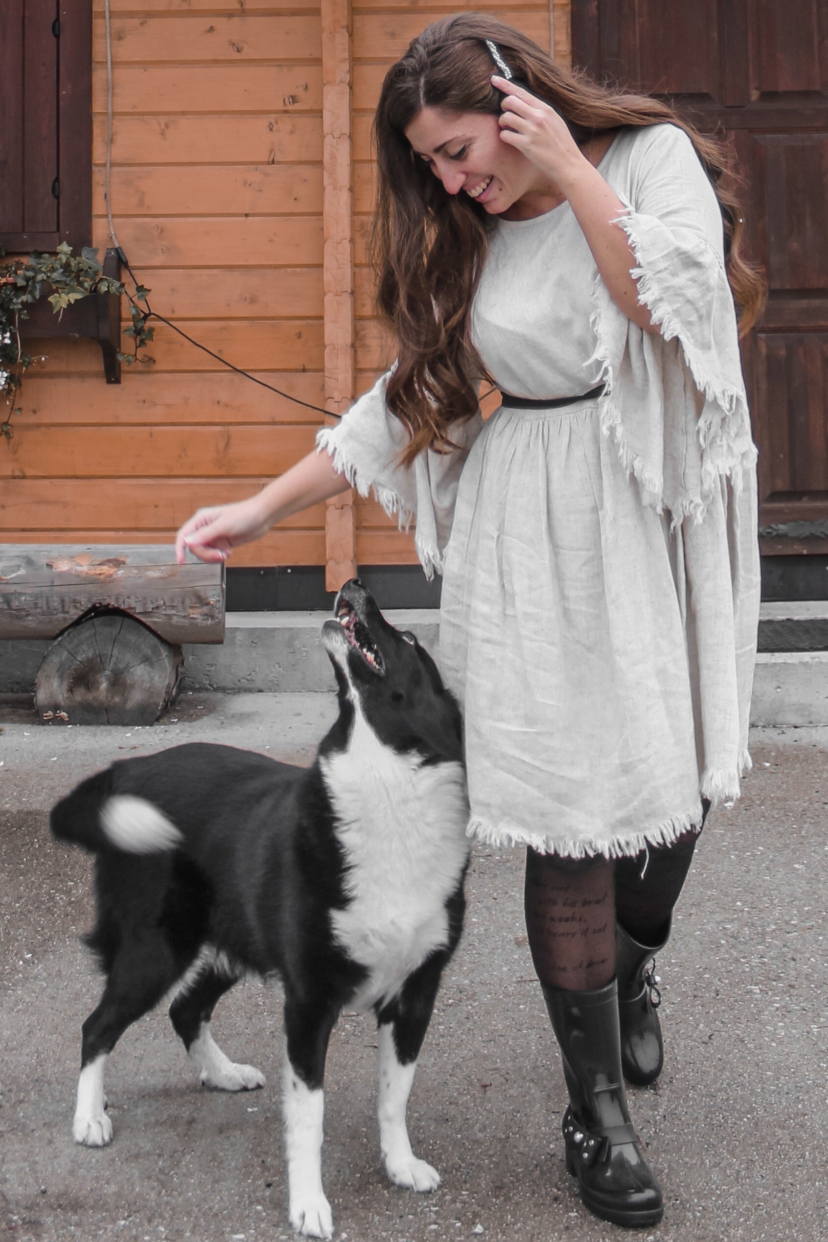 Raw Edge Bell Sleeve Babydoll Dress - Crochet Trim by PinkBlush (view 21 of 27)