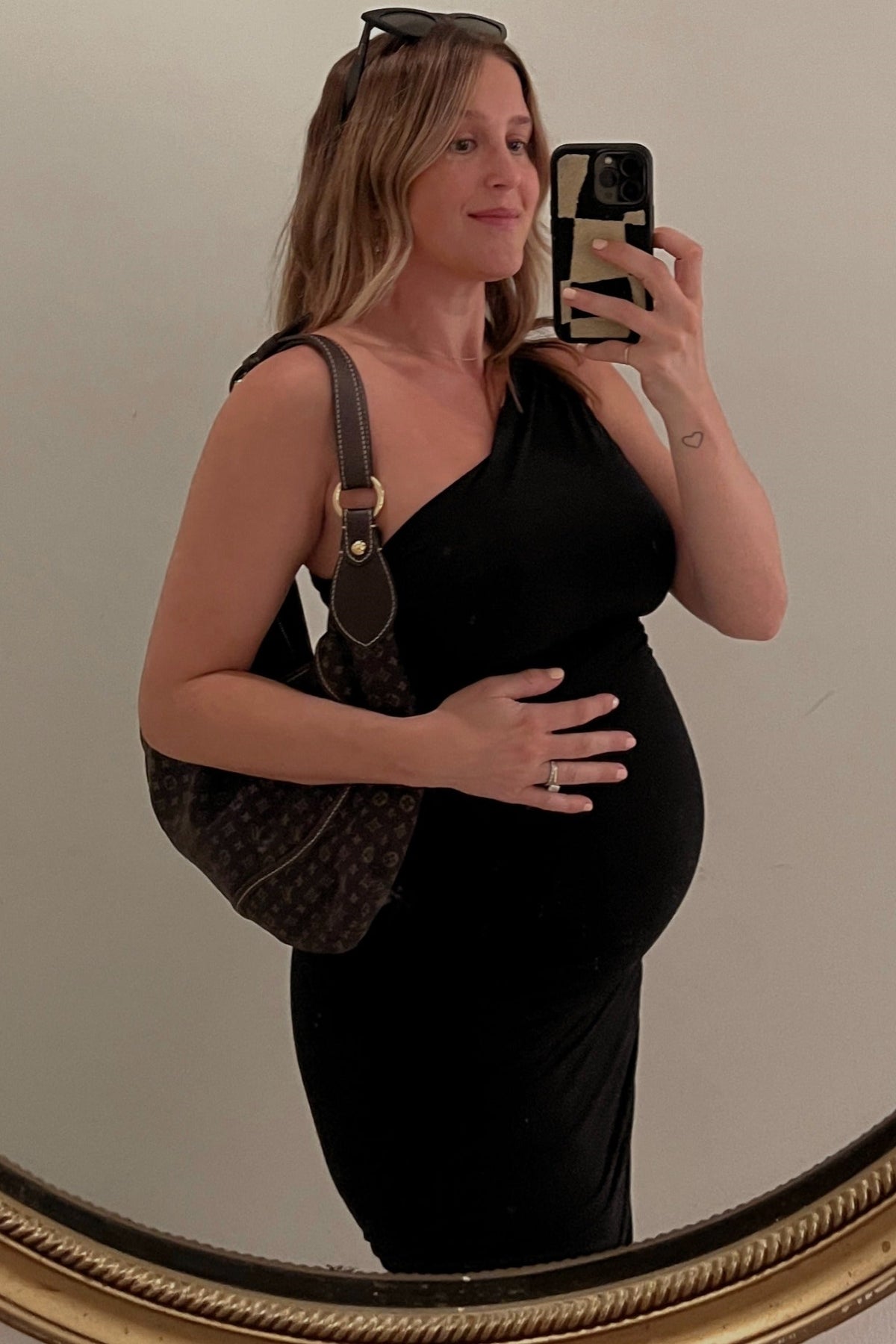 PinkBlush Black Ruched One Shoulder Maternity Dress by PinkBlush at Everetts Place
