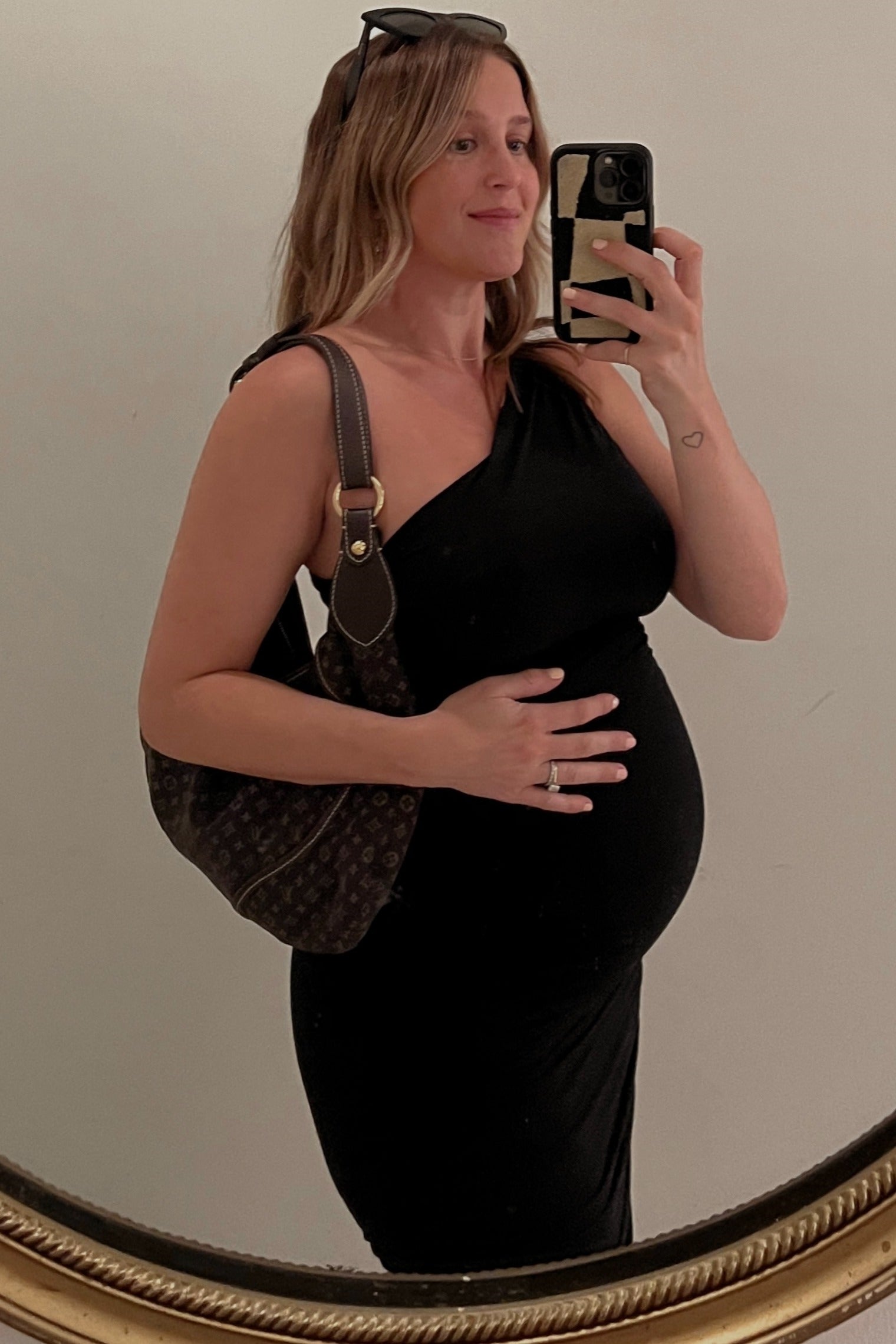 PinkBlush Black Ruched One Shoulder Maternity Dress by PinkBlush at Everetts Place