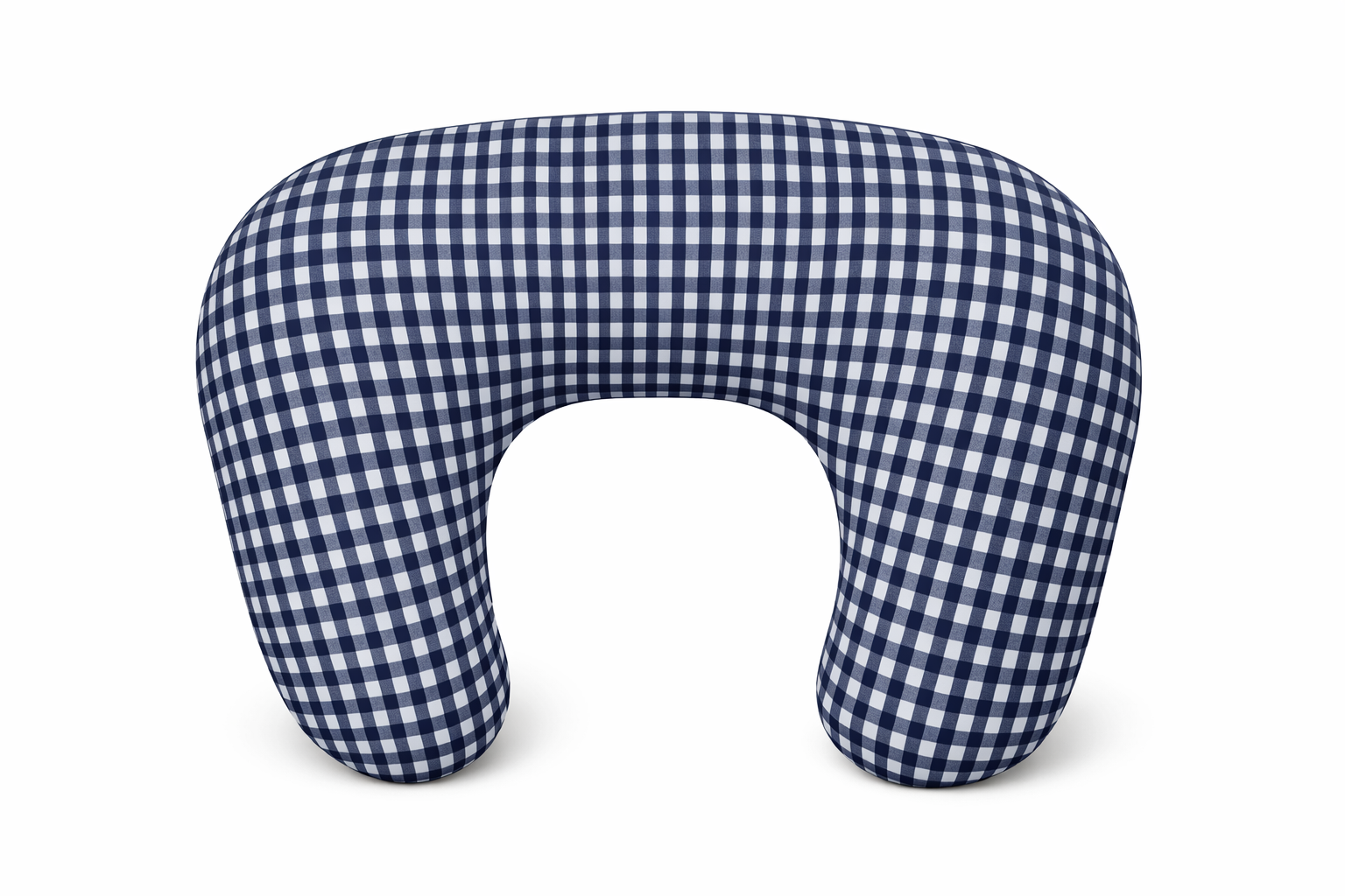 Navy Blue Gingham Ruffle Nursing Pillow Cover by Little Mae & Co