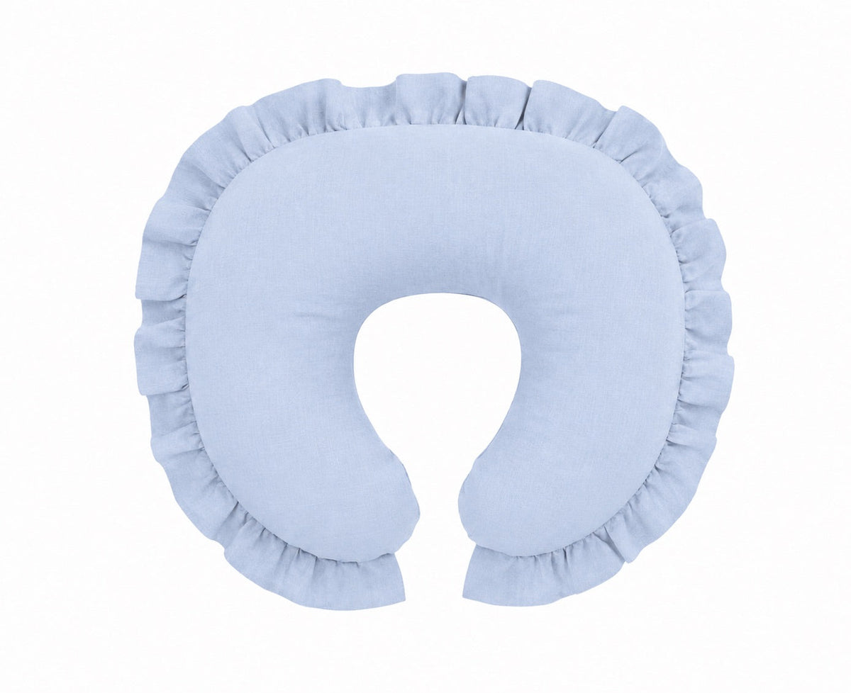 Light Denim Ruffle Nursing Pillow Cover by Little Mae & Co
