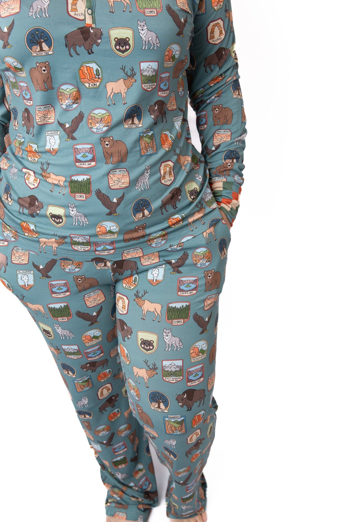 Women’s My First National Adventure Parks Long Sleeve Pajama Set | Wildlife Sleepwear by Rayn’s Tiny Stitches